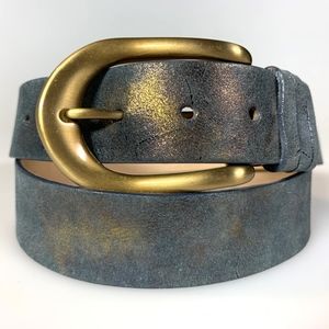 Streets Ahead Carly Blue Gold Leather Belt USA M/L